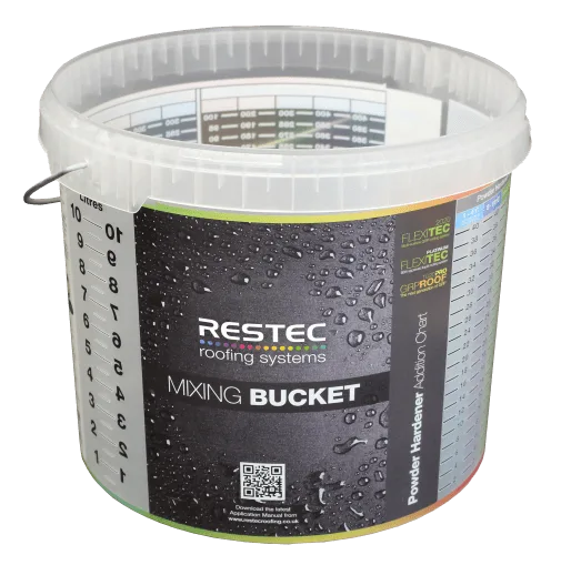 RESTEC mixing bucket, 10 litre, printed and calibrated